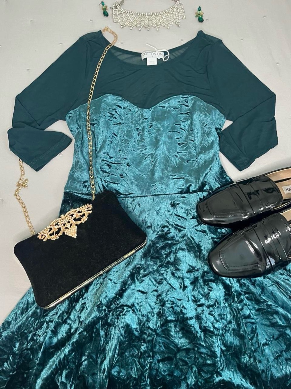 Cotton On Teal Crushed Velvet Dress 🩵